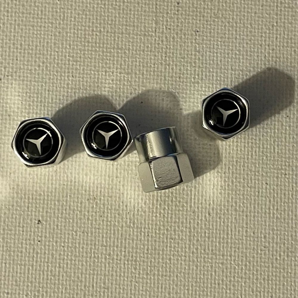 Mercedes Benz Logo valve Stem caps in silver set of 4 NWT
